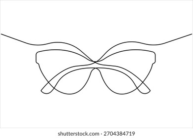 Eine Brille in durchgehender einzeiliger Art Brillendesign. Sonnenbrillen, Vektorsymbol, Illustrationsstil
