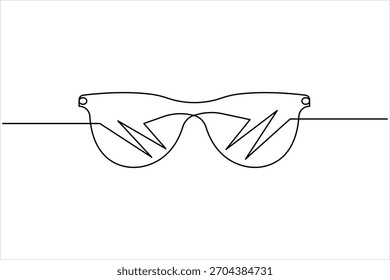 Un dibujo de gafas en diseño continuo de gafas de arte de una línea. Estilo de ilustración de icono de Vector de gafas de sol