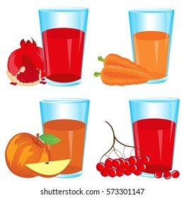 Glasses with drink from fruit and berries on white background