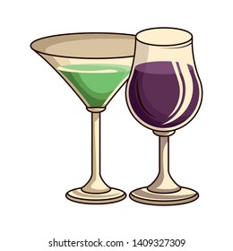 glasses with drink icon cartoon vector illustration graphic design
