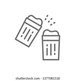 Glasses with drinks, cheers line icon.