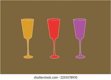 glasses with drinks and cocktails on a colored alcohol background