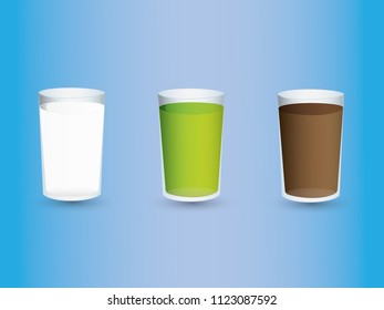 Glasses of drinks for restaurant business vector illustration