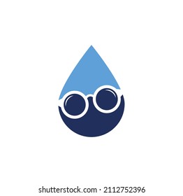 Concepto de forma de caída de lentes Diseño de logotipo. icono de espectadores plantilla de diseño vector