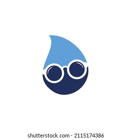 Glasses drop shape concept Logo Design. spectacles icon design template vector