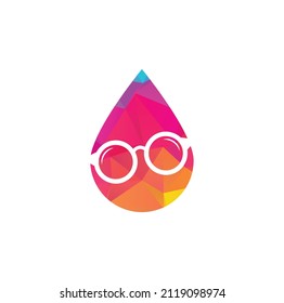 Concepto de forma de caída de lentes Diseño de logotipo. icono de espectadores plantilla de diseño vector