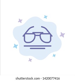 Glasses, Eye, View, Spring Blue Icon on Abstract Cloud Background