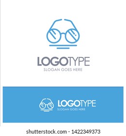 Glasses, Eye, View, Spring Blue outLine Logo with place for tagline