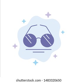 Glasses, Eye, View, Spring Blue Icon on Abstract Cloud Background