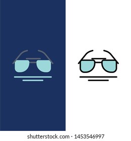 Glasses, Eye, View, Spring  Icons. Flat and Line Filled Icon Set Vector Blue Background