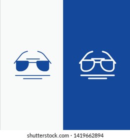 Glasses, Eye, View, Spring Line and Glyph Solid icon Blue banner Line and Glyph Solid icon Blue banner