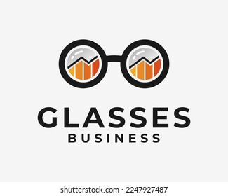 Glasses Eyeglasses Spectacles Eyewear Analysis Chart Analytics Graph Statistics Vector Logo Design