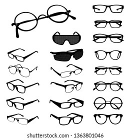 Glasses Eyeglasses Spectacles Silhouette Shape Variations Set