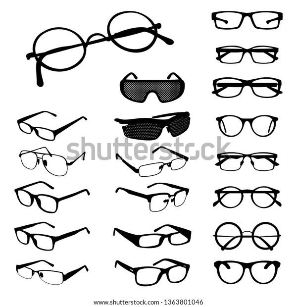 Glasses Eyeglasses Spectacles Silhouette Shape Variations Stock Vector ...