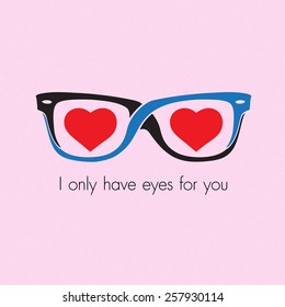 glasses and eyes of the heart background vector