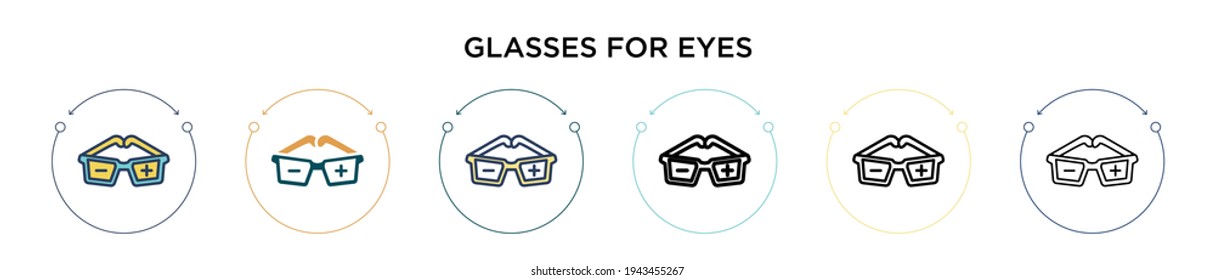 Glasses for eyes icon in filled, thin line, outline and stroke style. Vector illustration of two colored and black glasses for eyes vector icons designs can be used for mobile, ui, web
