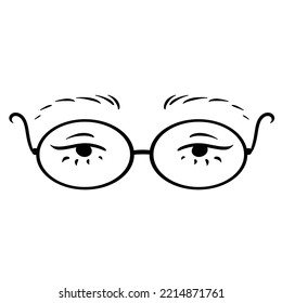 Glasses. Eyes with glasses. Vector.