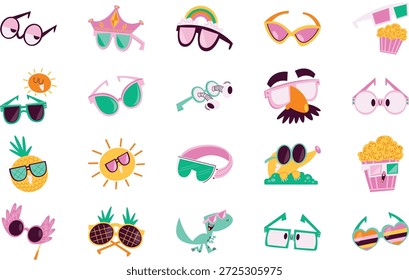 Ilustración vectorial De Gafas Y Ilustraciones De Gafas. Plantilla de diseño de símbolos de ilustración para elemento de interfaz de usuario móvil de Web.