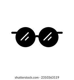 Glasses Fill Icon Symbol Vector. Black Glyph Glasses Icon