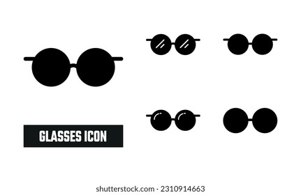 Vector de símbolo de icono Relleno de lentes. Icono de gafas de glifo negro