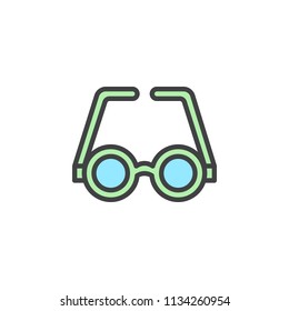 Glasses filled outline icon, line vector sign, linear colorful pictogram isolated on white. Spectacles symbol, logo illustration. Pixel perfect vector graphics