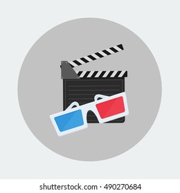 Glasses and film clapper icon