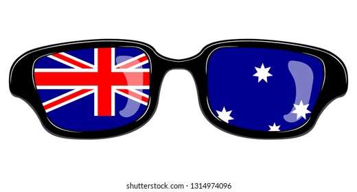 Glasses with the flag of Australia. Vector illustration design