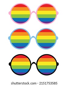 Glasses with a flag for LGBT Pride Day. Illustration Stop homophobia for the International Day against Homophobia. Vector flat illustration with background. Use as a banner, poster, sticker, print