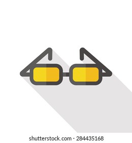 Glasses flat icon with long shadow
