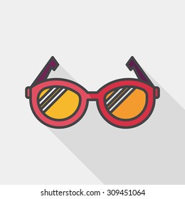 Glasses flat icon with long shadow, eps10