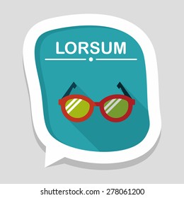 Glasses flat icon with long shadow,eps10