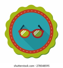 Glasses flat icon with long shadow,eps10