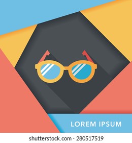 Glasses flat icon with long shadow,eps10