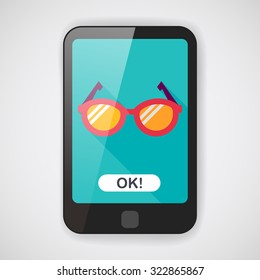 Glasses flat icon with long shadow,eps10