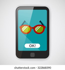 Glasses flat icon with long shadow,eps10