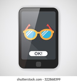 Glasses flat icon with long shadow,eps10