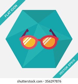 Glasses flat icon with long shadow,eps10