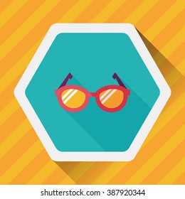 Glasses flat icon with long shadow,eps10