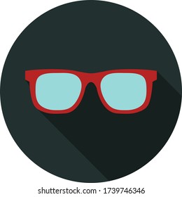 Glasses flat icon on dark background, vector symbol 