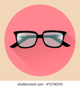 Glasses flat icon on pink background. Vector simple illustration
