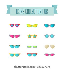 Glasses flat icon pack.