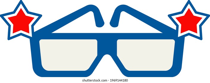 Glasses flat vector icon. Independence day of USA. July fourth celebration party. Objects isolated on a white background.
