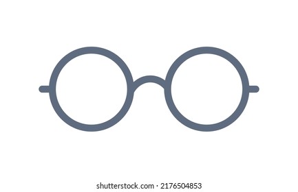 Glasses flat web icon. Simple glasses flat sign vector design. Minimalist student glasses icon for web isolated on white background. Glasses logo clipart. School supplies symbol icon
