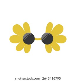 Óculos com flores. Acessório incomum na moda, óculos de sol decorativos. Ilustração vetorial