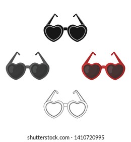 Glasses in the form of the heart.Party and parties single icon in cartoon,black style vector symbol stock illustration.