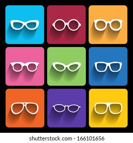 Glasses frame icons. Vector illustration.