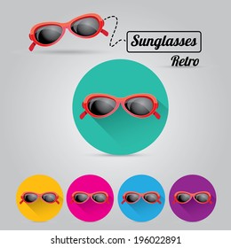 Glasses frame icons. Vector illustration. vector summer color sunglasses set
