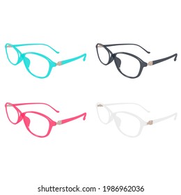 Glasses frame illustration set (white background, vector, cutout)