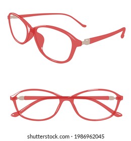 Glasses frame illustration set (white background, vector, cutout)