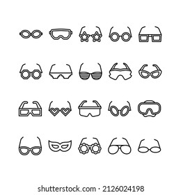 Glasses frame outline icon set